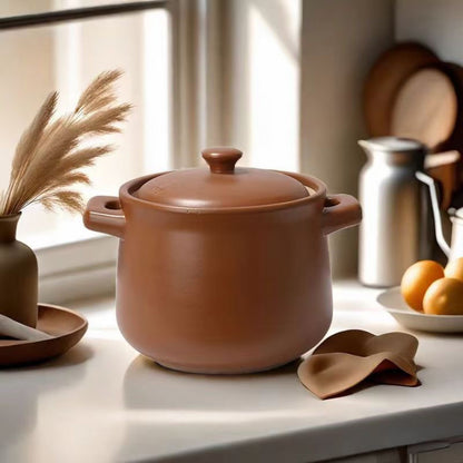 A terracotta casserole soup