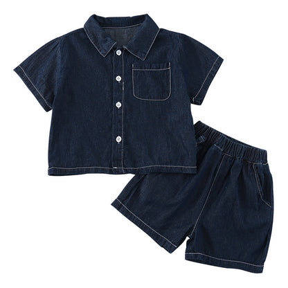 A children's summer denim suit for boys - Mixbatch