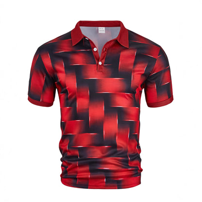 A European and American cross-border men's casual fashion 3D printing trendy polo shirt lapel popular short sleeves