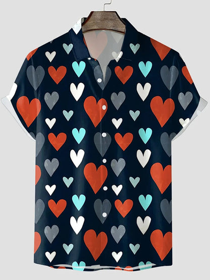 A love pattern short sleeve shirt