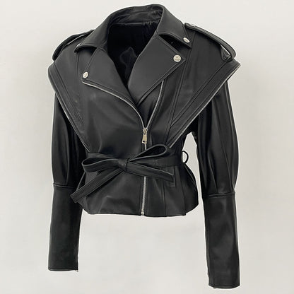 A genuine leather sheepskin jacket