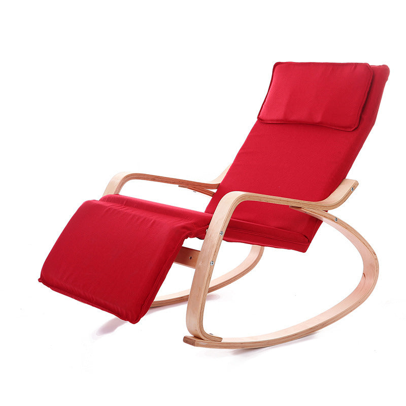 A Solid wood curved wooden rocking chair Lazy sofa Nordic lazy boon rocking chair recliner balcony living room nap adult