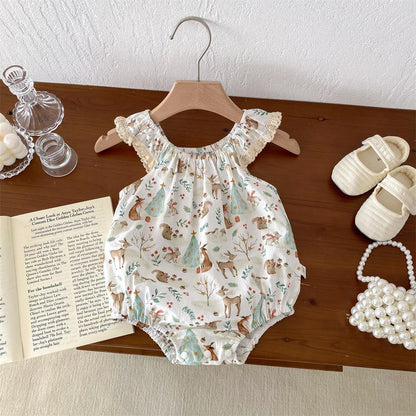 A 2024 Summer Korean version camisole jumpsuit for baby girls, thin sleeveless jumpsuit for newborns, cotton wrap for buttocks - Mixbatch