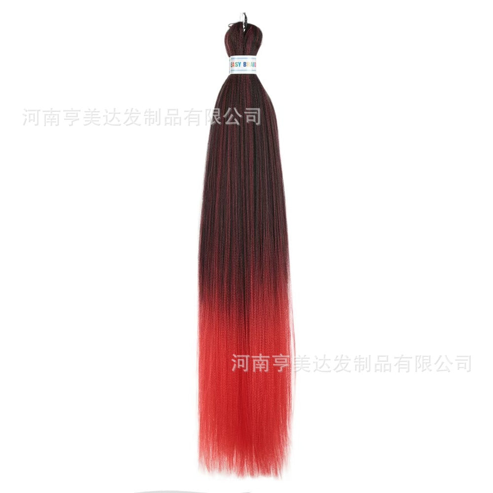 A EZ Color 26inch Women Chemical Fiber Long Straight Hair Large Easy Braided Hair Low Temperature Silk Long Straight Hair Wig - Mixbatch