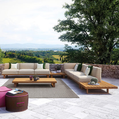 A teak outdoor sofa combination villa courtyard furniture Nordic style high-end garden hotel terrace solid wood sofa chair - Mixbatch