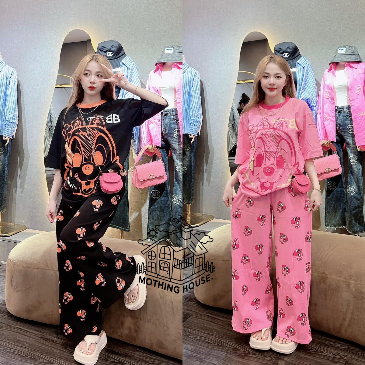 A Pink Casual Suit Women's Summer New Loose Squirrel Short Sleeve Small Foreign Style Age Reduction Two-piece Women's Clothing