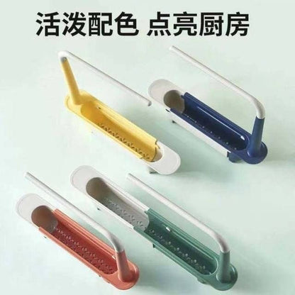 A sink drain basket storage rack