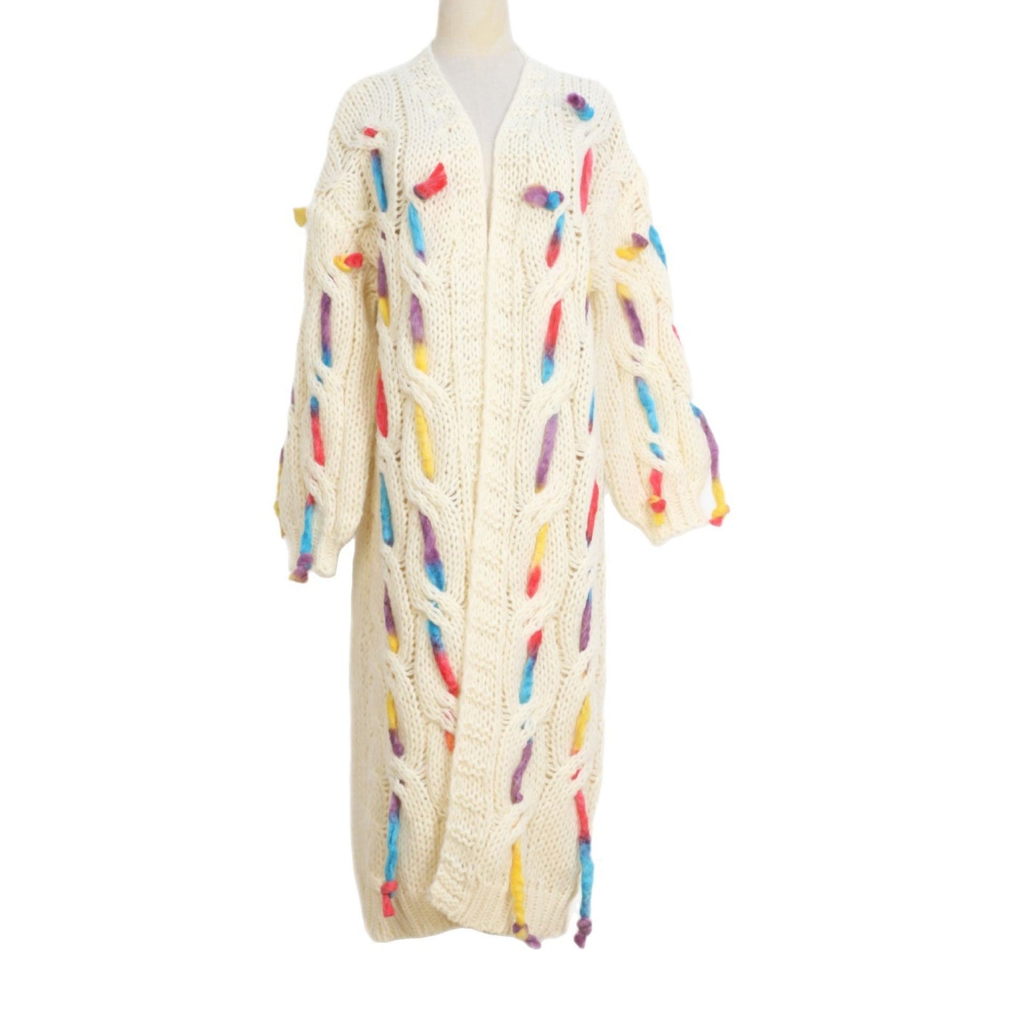 A Cross-border European and American sweaters, women's colored hand hooks, loose foreign style, autumn and winter new stick-needle sweaters, cardigans, long skirts, coats