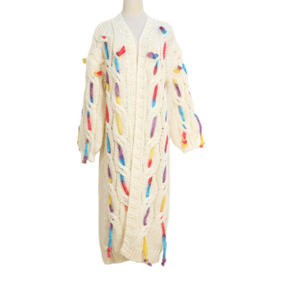 A Cross-border European and American sweaters, women's colored hand hooks, loose foreign style, autumn and winter new stick-needle sweaters, cardigans, long skirts, coats