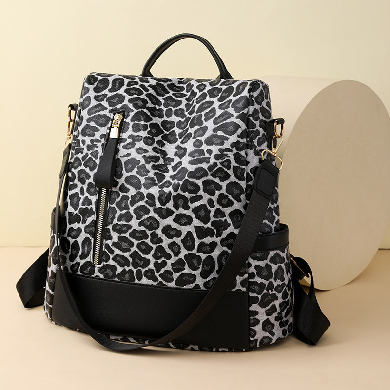 A European and American retro leopard print backpack women's bag - Mixbatch