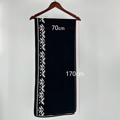 New Embroidered Middle East Muslim Fashion Cardigan Arab Robe Bat Sleeve Embroidered Headscarf Black - Mixbatch