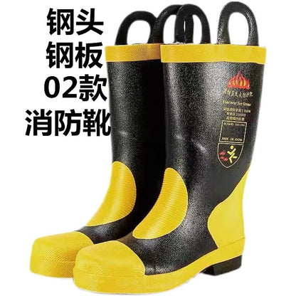 A 02 steel head steel plate rain shoes water shoes fire protection boots fire drill inspection anti smashing puncture wear