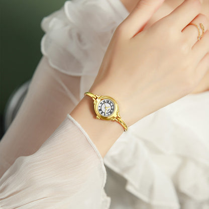 A bracelet watch small retro bracelet women's watch gold high value fine belt quartz watch