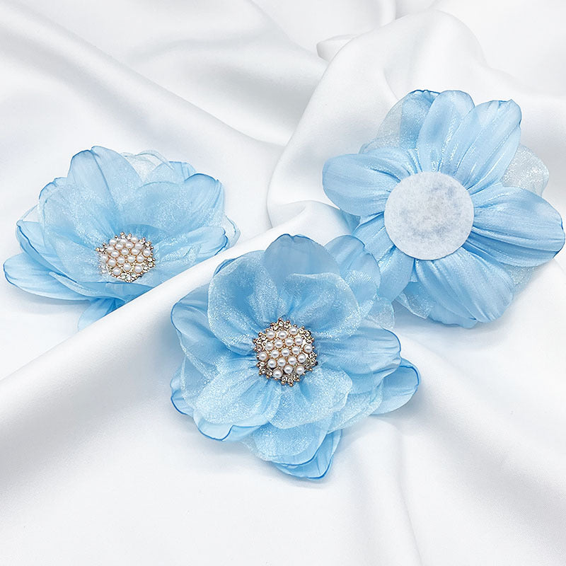 A organza flower accessories multi-layer three-dimensional gauze handmade beads DIY burnt edge flower jewelry shoe flower accessories - Mixbatch