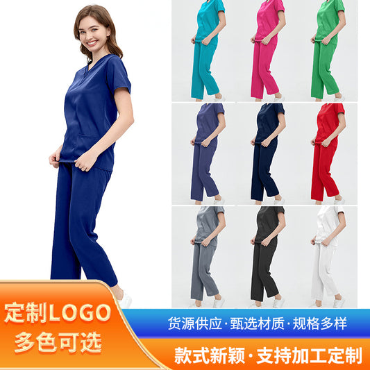 A Surgical Clothes Short Sleeve Washing Clothes Women's Suits Nurse Clothes Operating Room Work Uniforms Isolation Clothes
