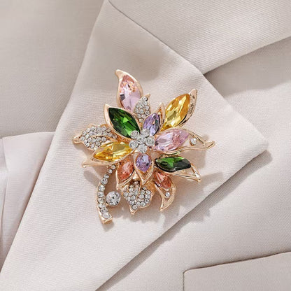 A color zirconium hibiscus brooch high-end femininity crystal brooch coat retro exquisite luxury pin accessories gift - Mixbatch