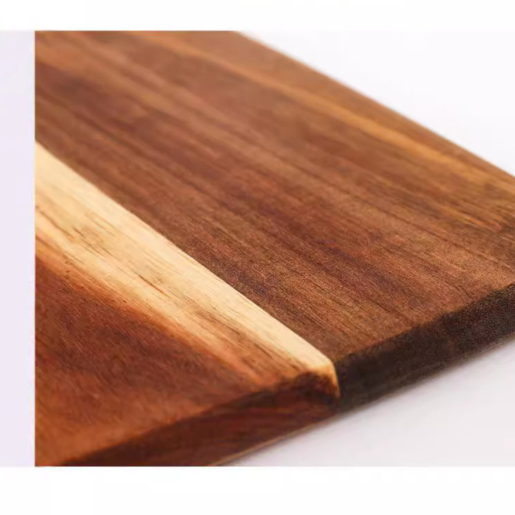 A Acacia wood pizza tray with handle solid wood cheese bread tray household steak plate, creative wooden small cutting board
