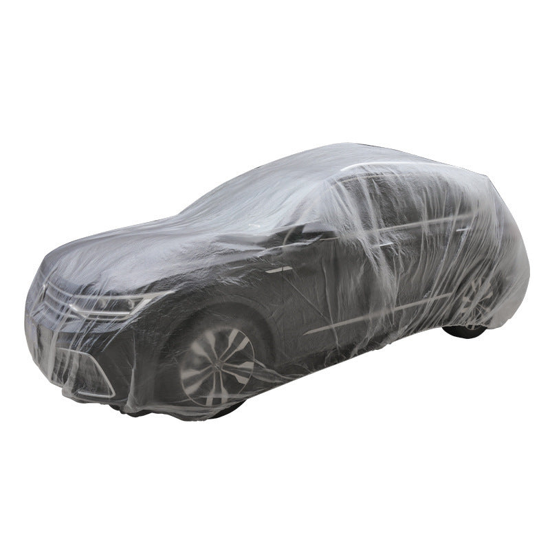 A Disposable dust cover for car clothes, sun protection and waterproof sun cover for the whole car, transparent car clothes and car covers are universal.
