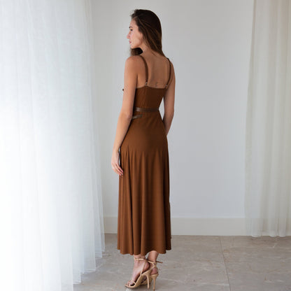 W310DS European and American cross-border 2025 spring wasteland wind belt suspender dress retro Maillard belt suspender skirt women - Mixbatch