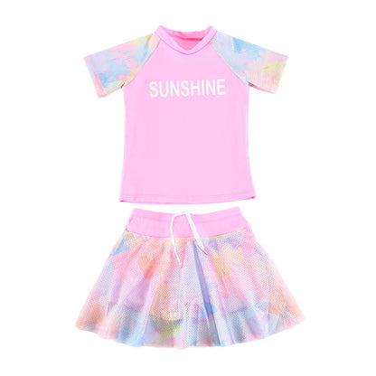 A medium and large children and girls swimsuit Japanese split swimsuit cartoon princess skirt hot spring swimsuit - Mixbatch