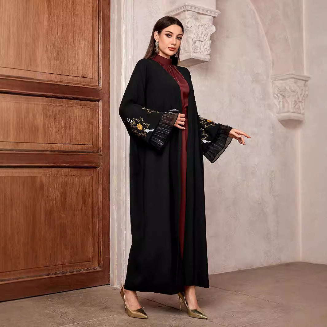 Middle Eastern Muslim Fashion Temperament Elegant Cardigan Dubai Arabian Robe Bat Sleeve Jacket - Mixbatch
