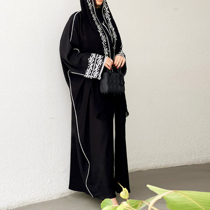 New Middle East Muslim cardigan robe contrasting color embroidery outer coat factory spot - Mixbatch