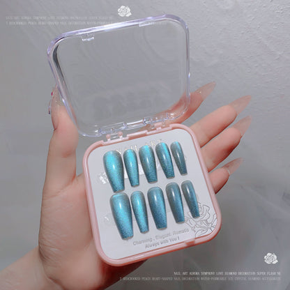 A new nail art wear nail spar cat eye flash diamond nail patch wear nail handmade nail art fake nail wholesale - Mixbatch