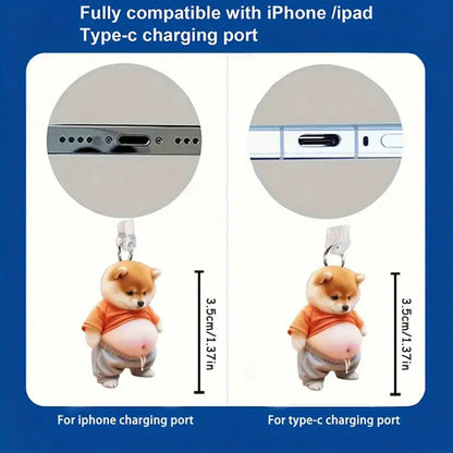 A Acrylic cute dog pendant is suitable for Apple mobile phone Lightning interface and Type-c oval interface.