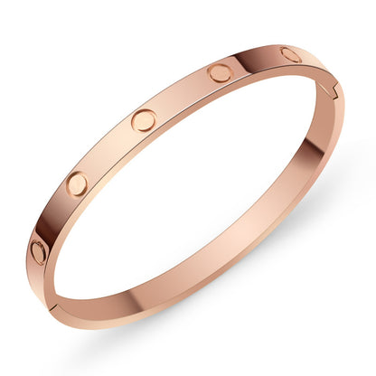 A Cross-border fashion bracelet with diamond buckle ten diamonds titanium steel diamond rose gold bracelet women's light luxury temperament