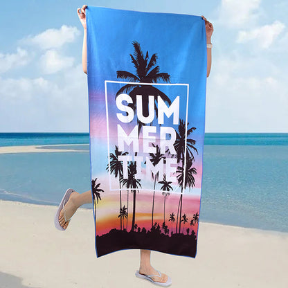 A microfiber double-sided velvet beach towel