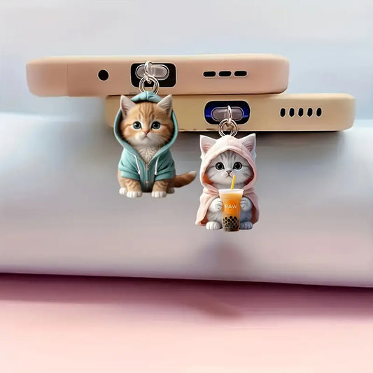 A cross-border new 2D acrylic dust plug is suitable for Apple mobile phone interface, cat is suitable for mobile phone cute explosion