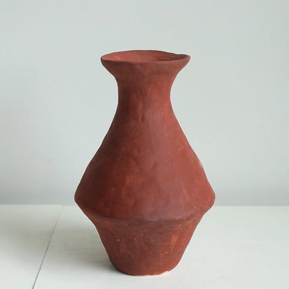 A new Chinese retro red pottery art ceramic flower ware model house sales office living room entrance study decorative ornament