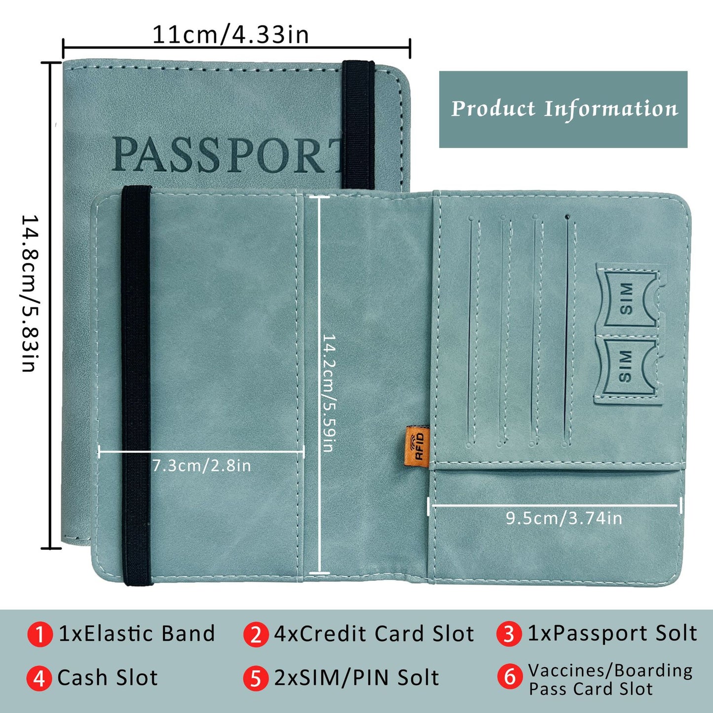 A PU Leather Card Bag Passport Clip RFID Passport Bag Travelwallet Multifunctional ID Bag Wholesale