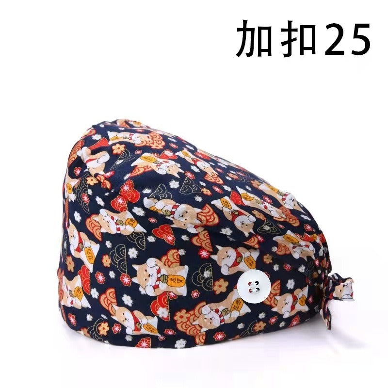 A Cross-border surgical cap Cotton solid color nurse operating room cap Sweat-absorbing and windproof confinement cap Dental dentist cap