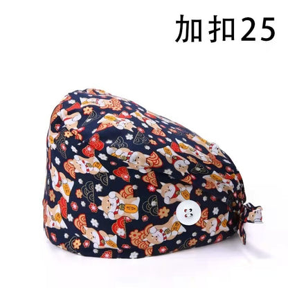 A Cross-border surgical cap Cotton solid color nurse operating room cap Sweat-absorbing and windproof confinement cap Dental dentist cap