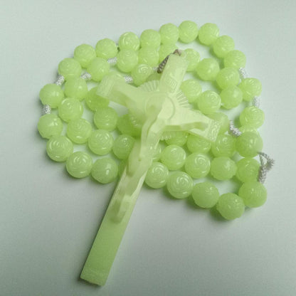 A wall decoration 16mm luminous rose rosary cross household decoration prayer beads 112g - Mixbatch