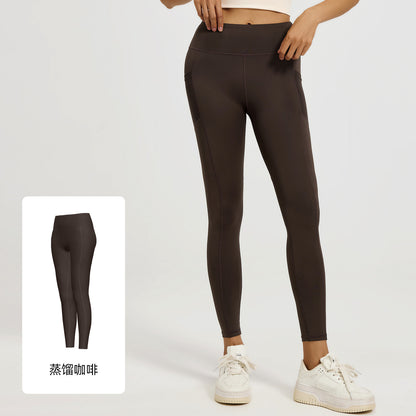 A hip mesh side pocket yoga pants women's high waist hip lift sports leggings fitness pants
