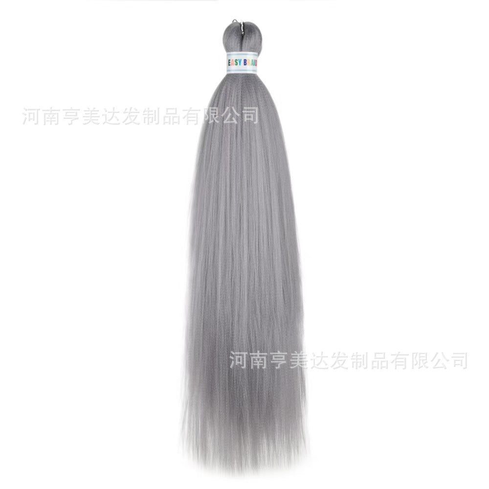 A EZ Color 26inch Women Chemical Fiber Long Straight Hair Large Easy Braided Hair Low Temperature Silk Long Straight Hair Wig