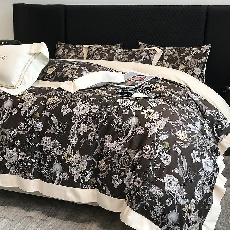 American luxury 200-piece long-staple cotton four-piece high-quality cotton cotton sheets quilt cover master bedroom 4 bedding 3.0kg - Mixbatch