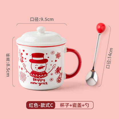 A Christmas mug creative cute cartoon ceramic cup girls coffee cup teacup holiday gift cup