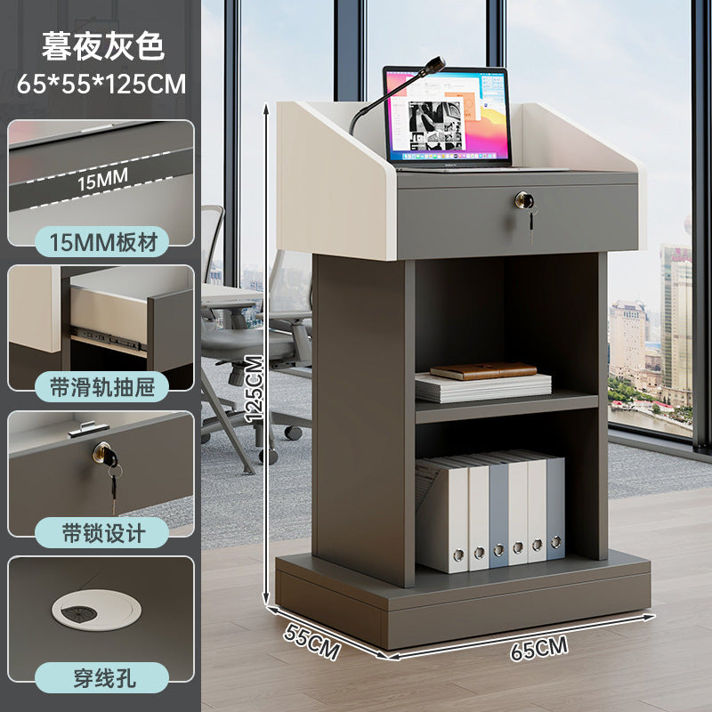 A Classroom podium lectern, and desk