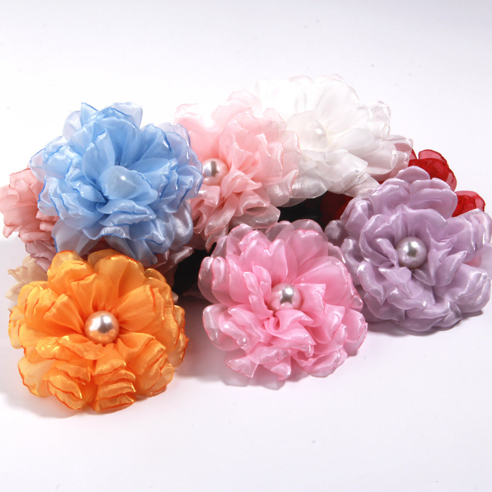 A 9cm large number of spot with pearl cloth flower fabric flower gauze clothing accessories brooch clothing accessories - Mixbatch