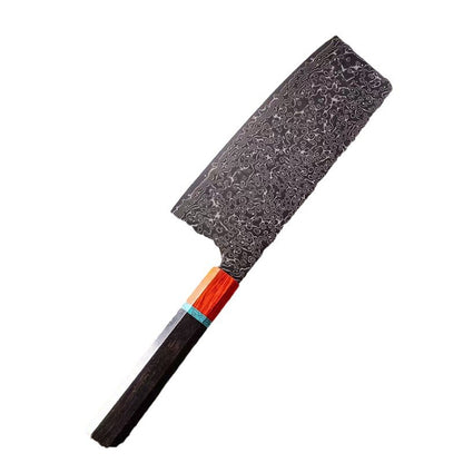 A Damascus chef's knife slicing knife