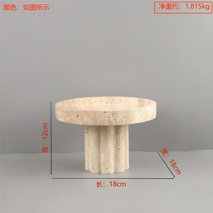 صينية زخرفية دائرية الشكل مصنوعة من رخام الترافرتين 