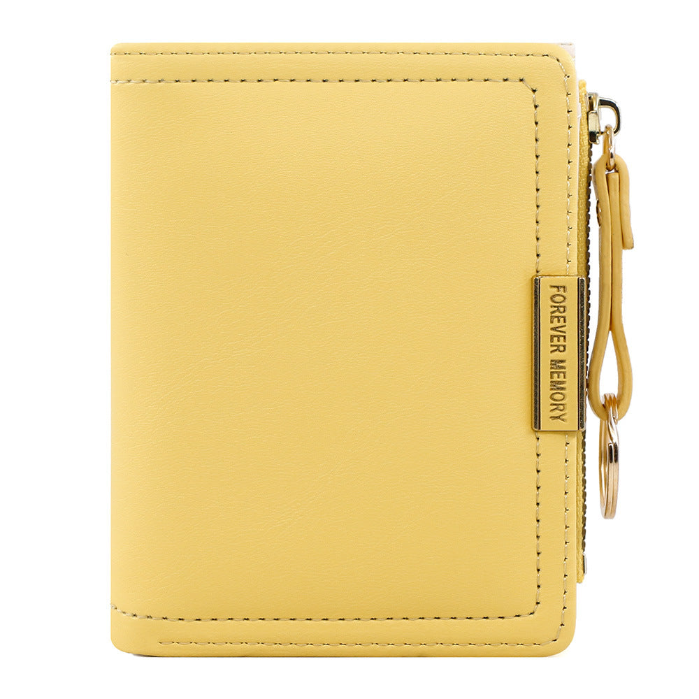 A new women's wallet short solid color card bag women's high-end cross-border zipper change bag source manufacturer