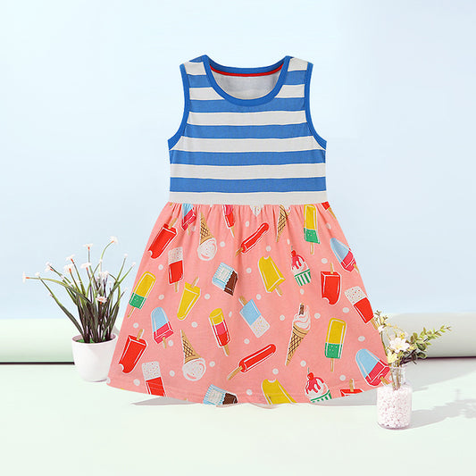 A printed knitted cotton dress for children 100% COTTON - Mixbatch