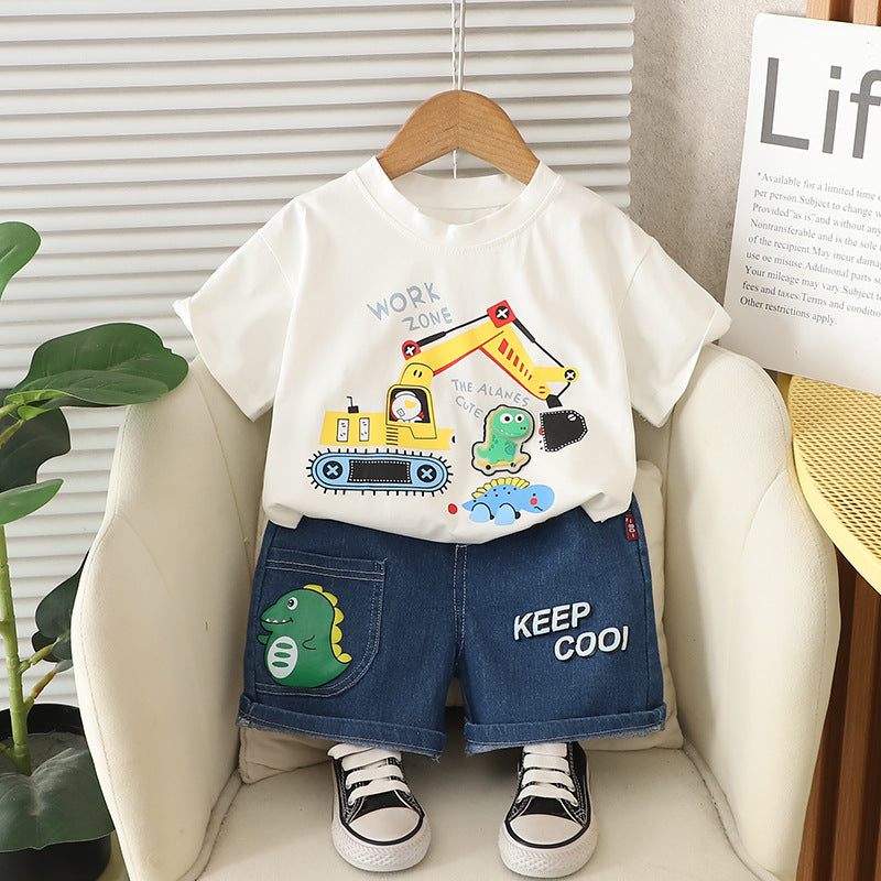 A children's short-sleeved set boys' T-shirt baby summer children's clothing girls' shorts baby clothes summer clothing wholesale