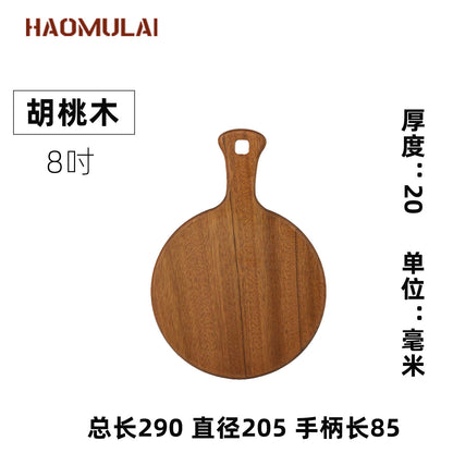 A Round pizza plate Commercial solid wood pizza plate Tray Wooden 9/10/12 inch steak plate Fruit complementary food plate