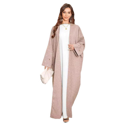 New average size bat sleeve Muslim Middle Eastern temperament elegant cardigan embroidered moon dress robe - Mixbatch
