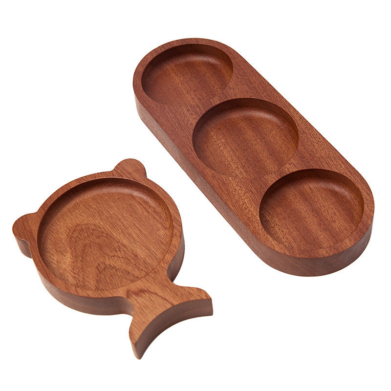 طبق تذوق من خشب السنط، ثلاثة أقسام، طبق تذوق على شكل ذيل سمكة 
